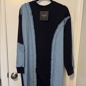 Aleeza Paris Black and Blue Long Sleeve Dress